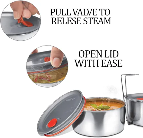 Vista 4 de MILTON Fiambrera para oficina Econa Delux 3 contenedores Hot Tiffin (azul)