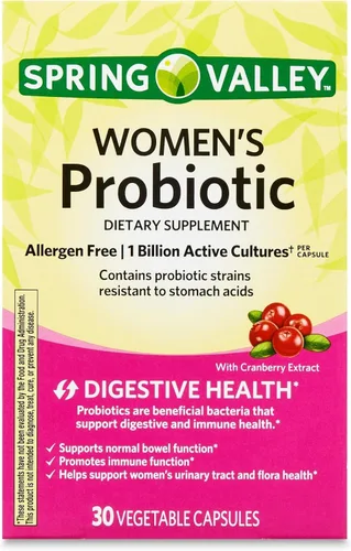 Vista 2 de Cápsulas de probióticos para mujeres, suplemento dietético de 1 mil millones de UFC, salud digestiva de Spring Valley, 30 cápsulas (paquete de 1)