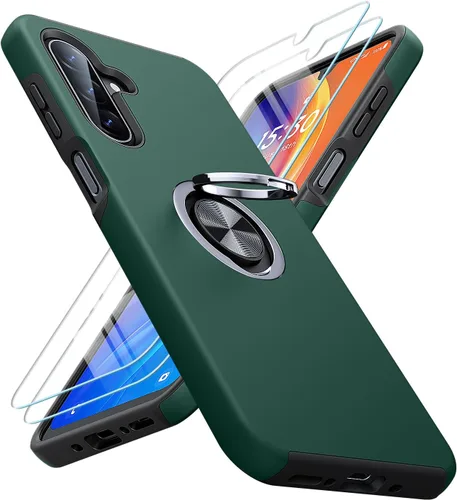 Vista 15 de JAME Funda para teléfono Samsung Galaxy A17/A26 5G con protector de pantalla [2 paquetes] Soporte de anillo Soporte Soporte de doble capa Militar a