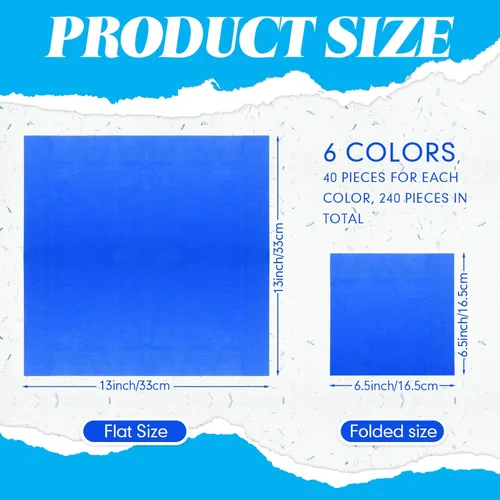 Vista 2 de Sherr 240 servilletas de almuerzo multicolor desechables arco iris, suministros para fiestas, papel neón pastel, servilletas de cóctel de 2 capas