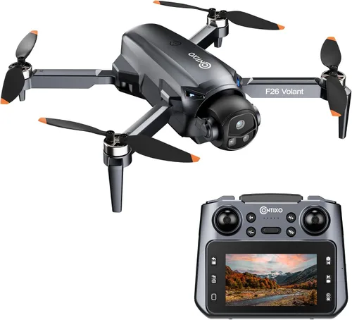 Contixo F26 Volant Drone con controlador de pantalla de 4.3", FPV sin escobillas, 2 baterías Negro