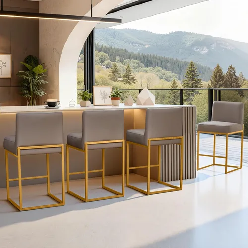 Vista 46 de Taburetes de bar de altura de mostrador, juego de taburetes de bar de piel sintética de 3,26 pulgadas, taburetes de cocina modernos con respaldos