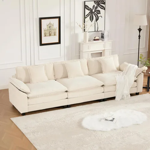Vista 24 de Sofá modular modular de felpilla beige de 78 pulgadas para sala de estar, sofá modular de felpilla beige para sala de estar, sofás para sala