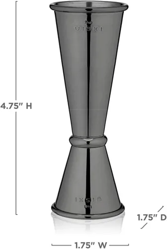 Vista 2 de Viski Jigger doble de estilo japonés para cócteles, kit de barra esencial, 1oz y 2oz con medidas interiores, acero inoxidable con acabado