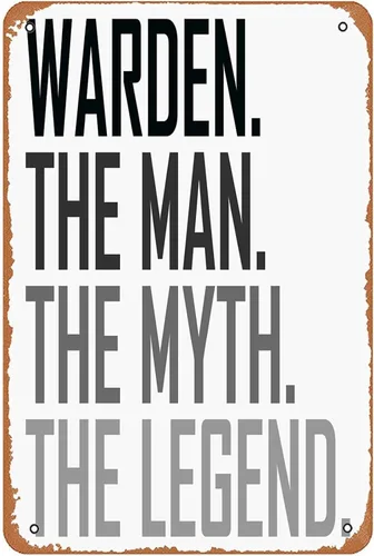 Retro Metal Tin Sign 6 X 8 Inches Warden The Man Profession Sign Wall Decor Art Poster Vintage Metal Tin Sign for Funny Room Bathroom Garage Man