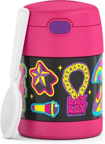 Vista 25 de THERMOS FUNTAINER - Recipiente para comida con cuchara para niños con aislamiento al vacío, de acero inoxidable, 10 onzas, Baby Shark