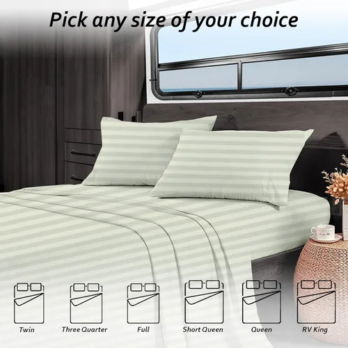 Vista 107 de Juego de sábanas para autocaravana tamaño individual (39 x 75) – 100% algodón egipcio, suave y refrescante, sábana bajera de 16 pulgadas