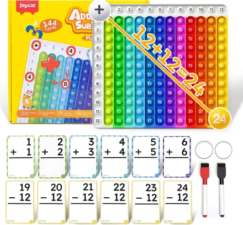 JoyCat Tarjetas Didácticas de Suma + Gráfico, 78 Tarjetas Perforadas para Niños de Pre K, 1º, 2º, 3er Grado, Herramientas de Aprendizaje de
