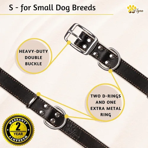 Vista 4 de ADITYNA Collar de perro de cuero negro resistente para perros pequeños, acolchado suave para mayor comodidad, collar de perro pequeño para caminar