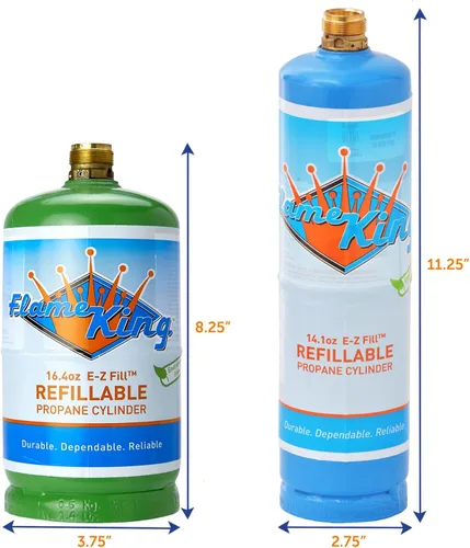 Vista 3 de Flame King YSN1LBKT-14 Kit de tanque de cilindro de soldadura de propano vacío de 1 libra y conexión CGA600, reutilizable, opción de recarga segura