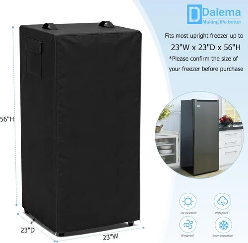Vista 2 de Funda para refrigerador para exteriores, 600D, resistente, 100% impermeable, cubierta vertical para congelador, fundas exteriores para refrigerador.