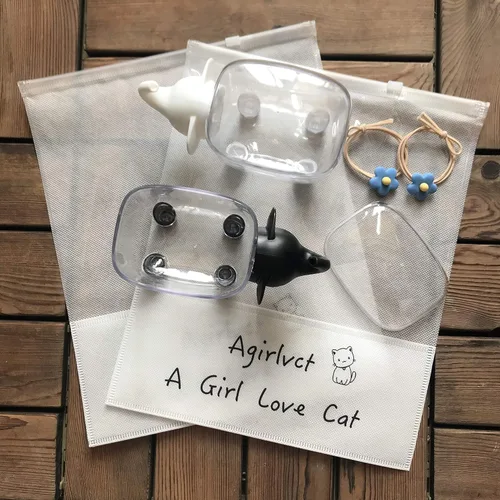 Vista 7 de Paquete de 2 soportes Qtip, dispensador de bolas de algodón acrílico con tapa, bonitos soportes para hisopos de algodón, tarros de baño, recipiente