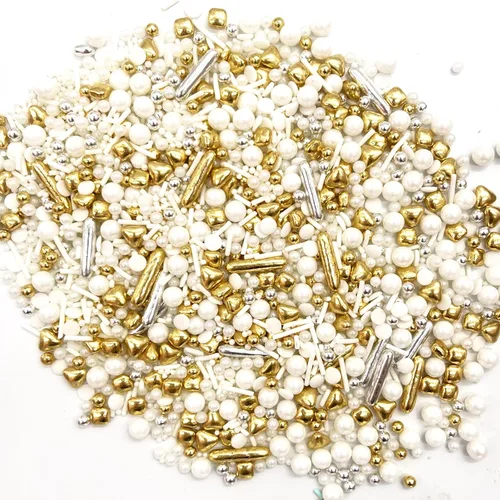 Vista 3 de Weraru Espolvoreo de Confeti Dorado de Lujo Blanco, Mezcla de Caramelos para Hornear, Decoraciones Comestibles para Pasteles, Adornos para Cupcakes