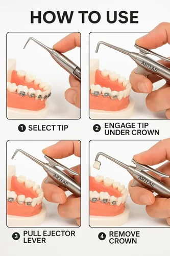 Vista 6 de Cynamed Juego de 11 quitacoronas automático dental removedor de puente, removedor de corona y puente automático dental