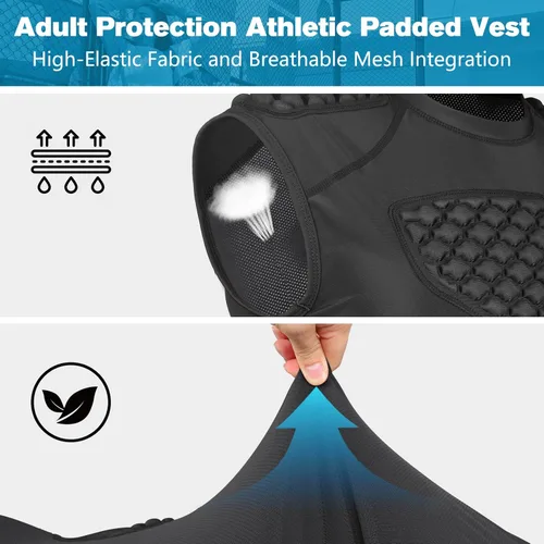 Vista 9 de DGXINJUN Chaleco protector de pecho de béisbol para hombre, camiseta acolchada con protector de esternón de corazón acanalado para sóftbol, fútbol