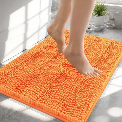 Vista 126 de OLANLY Alfombras de Baño Gruesas de 47 x 20 pulgadas, Extra Suaves Absorbentes de Chenilla a Rayas, Respaldo de Goma, Lavables y Secables a Máquina