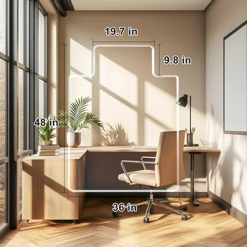 Vista 7 de MESAILUP Tapete para Silla de Oficina con Borde Biselado Irregular con Labio para Alfombra o Piso de Madera Dura Cristal Transparente 36" x 48