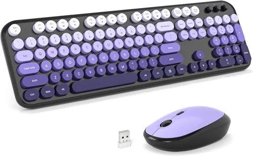 Vista 10 de MOFII Combo de teclado inalámbrico y mouse silencioso, delgado y compacto USB de 2.4 G, tamaño completo, lindo teclado de 110 teclas para PC