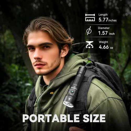 Vista 7 de Sofirn SK40 linterna táctica de 3200 lúmenes, linterna recargable EDC con 580 metros de alcance, luz táctica LED de doble interruptor para camping