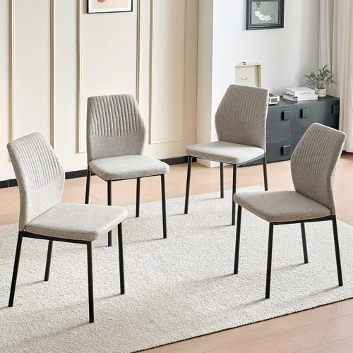 Vista 31 de Juego de mesa de comedor para 4, mesa de cocina redonda de madera de 47 pulgadas con sillas de piel sintética para cocina y espacios pequeños