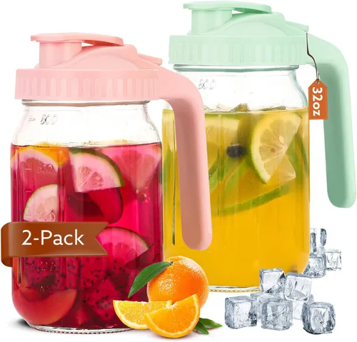 Vista 13 de Jarra para Leche Materna Mihlapi, Jarra de Albañil de 32 OZ con Tapa Doble Prueba de Fugas, Contenedores de Almacenamiento de Leche Materna de 1