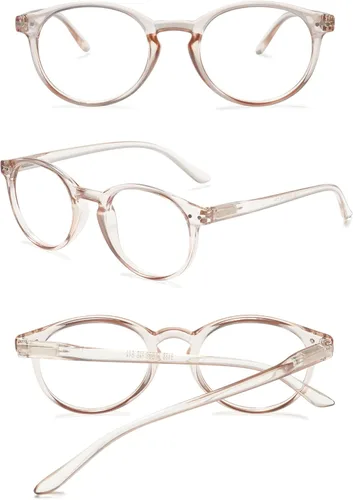 Vista 3 de Lentes de lectura con bloqueo de luz azul, bisagras de resorte, lentes redondos, lectores de computadora para mujer