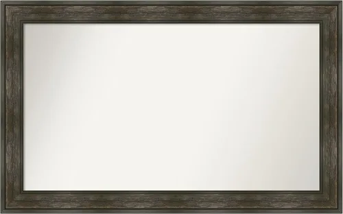 Vista 277 de Amanti Art Espejo de baño marrón para sobre fregadero, 26 x 26 pulgadas, espejo de tocador cuadrado marrón rústico Alexandria, marco de madera