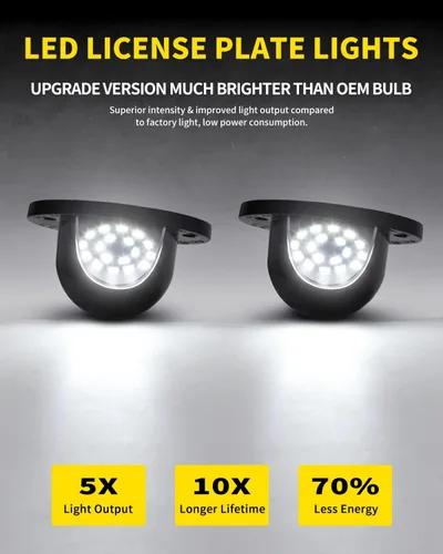 Vista 2 de LED Luces de Matrícula Blancas Brillantes, Conjunto de Lámparas de Reemplazo Compatible con 1994 1995 1996 1997 1998 1999 2000 2001 Dodge RAM 1500
