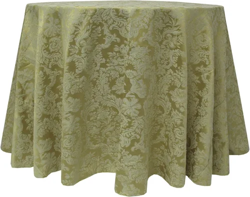 Vista 4 de ULTIMATE TEXTILE Miranda - Mantel redondo de damasco de 90 pulgadas, color gris peltre