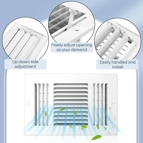 Vista 4 de Zonon 10 cubiertas de ventilación de techo de 6 x 10 pulgadas, 3 vías para pared lateral, registro de techo, cubierta de ventilación de aire