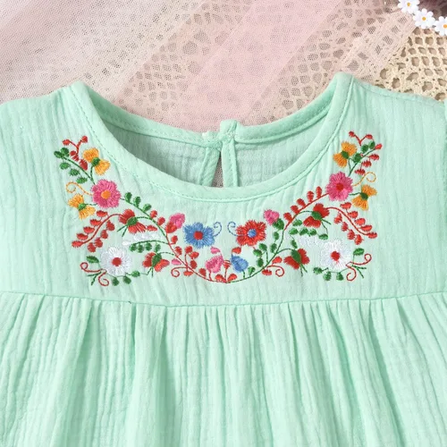 Vista 4 de HINTINA Vestido de verano sin mangas con bordado étnico mexicano