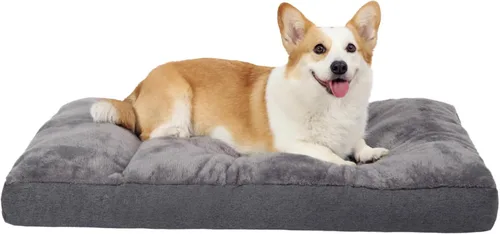 NUPIDA - Tapete cama para perro para jaula para perros pequeños, tapete cama lavable a máquina de felpa para perrera con fondo antideslizante,