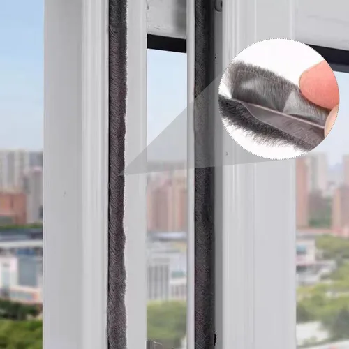 Vista 5 de Cinta deslizante de 16 pies (16.4 ft) 196 pulgadas para ventanas y puertas, cinta de extractor de corriente, tira de sellado de cepillo, burlete
