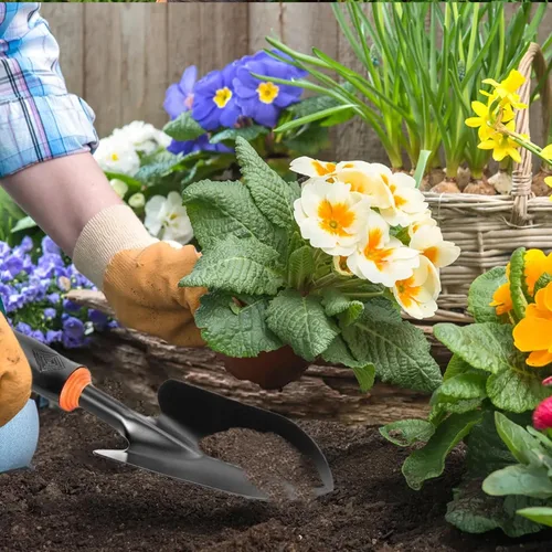 Vista 6 de Paleta de mano para jardín, pala de mano de jardinería resistente con agarre ergonómico, herramientas de jardín resistentes a la corrosión, pala