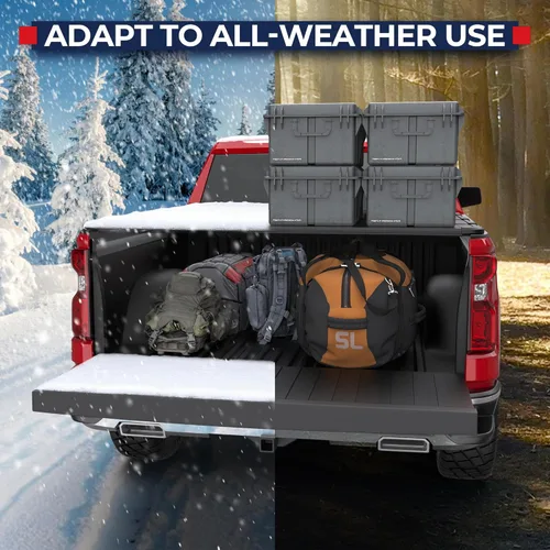 Vista 7 de MOSTPLUS - Cubierta rígida para caja de camioneta plegable en 4 partes, compatible con Chevy Chevrolet Silverado GMC Sierra 1500 2500 3500 HD, cama