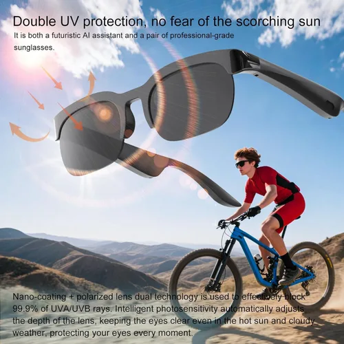 Vista 3 de Gafas inteligentes Bluetooth Auriculares de oreja abierta 5.3 Gafas de sol inteligentes Bluetooth Asistente de voz Equipado con lentes de filtrado