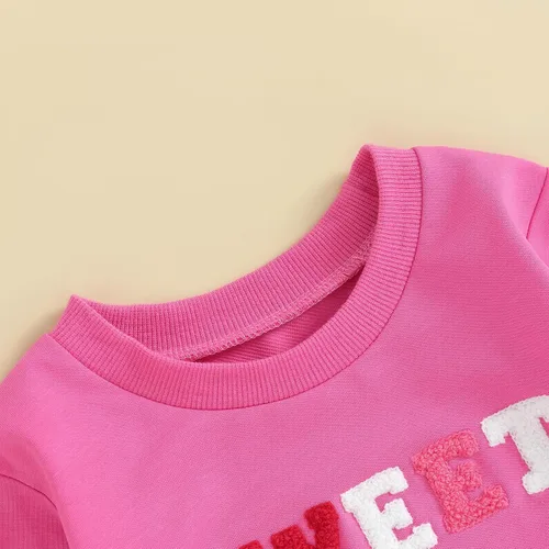 Vista 4 de DSORVICD Sudadera de manga larga con bordado de corazón para bebé, niña, niño, para el día de San Valentín, linda ropa de otoño e invierno