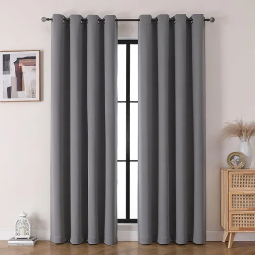 Vista 10 de Flyfun - Cortinas opacas con ojales para dormitorio y sala de estar, juego de 2 paneles, con aislamiento térmico, cortinas de oscurecimiento
