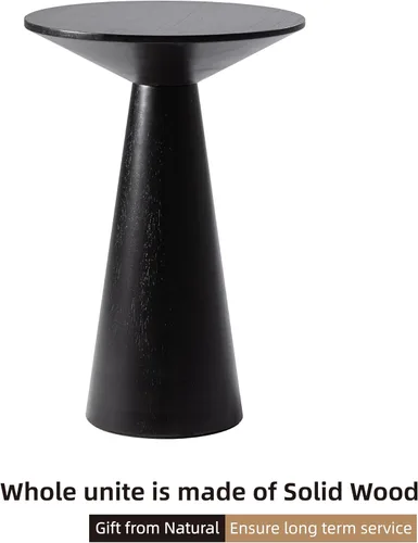 Vista 3 de COZAYH Mesa auxiliar pequeña con pedestal de granja, mesa redonda de Martini, soporte de madera para plantas, mesa rústica para bebidas