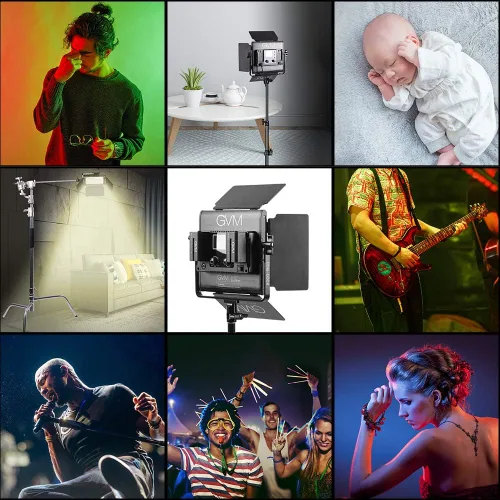 Vista 6 de GVM - Luz de video LED RGB, iluminación de fotografía con control de aplicación, kit de iluminación de video 800D para estudio de YouTube, 2