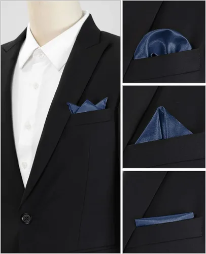 Vista 4 de Allegra K Pañuelos cuadrados de bolsillo para hombre, color liso para fiesta de boda