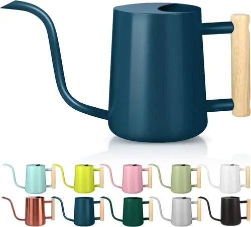 Vista 10 de Regadera para plantas de interior, 35 onzas, pequeña regadera de metal de acero inoxidable para interiores, moderna maceta decorativa con boquilla