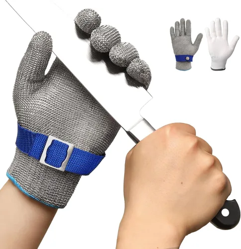 Vista 8 de Guante de Acero Inoxidable con Malla de Schwer SlicePro ANSI A9 Resistente a Cortes PR1706, Guante de Grado Alimentario para Cocina en la Cocina