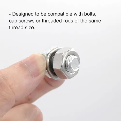 Vista 5 de Arandela plana M2.5, 0.315 in OD, arandelas métricas de acero inoxidable 18-8 304 para pernos, tornillos, tuercas, 50