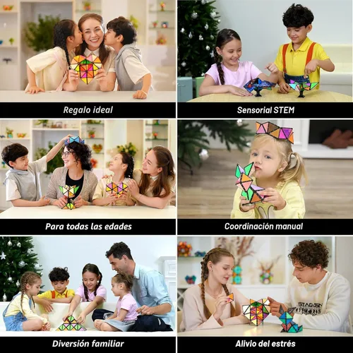Vista 6 de TOSY Pirámide Magnética que Brilla en la Oscuridad - 1 Cubo se Transforma en 1 Billón de Formas, 15 piezas