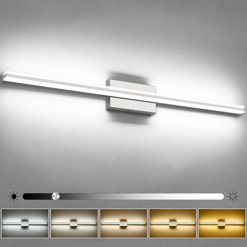Vista 28 de SOLFART Lámparas de baño regulables sobre espejo LED modernas de 5CCT, luz de tocador negra de 24 pulgadas, luces de pared