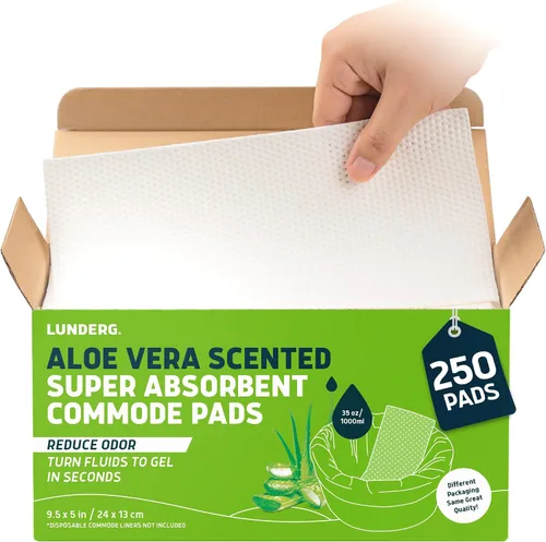 Lunderg Almohadillas para Inodoro Portátil Súper Absorbentes con Aroma de Aloe - Paquete de Valor de Grado Médico de 250 Unidades - para