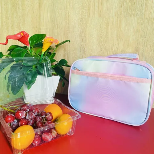 Vista 7 de Lonchera para niños y niñas, bolsa térmica con aislamiento, kit de bolsa de almuerzo reutilizable para viajes escolares (arcoíris Y064)