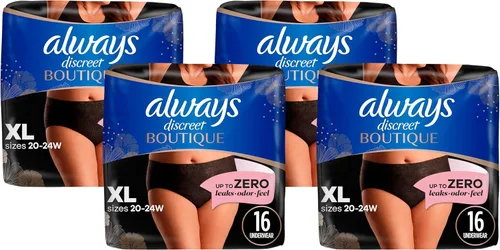 Vista 25 de Always Discreet Boutique - Ropa interior para incontinencia y posparto para mujer, máxima protección, talla S/M, negro, 12