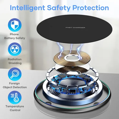 Vista 7 de Cargador inalámbrico, almohadilla de carga inalámbrica compatible con iPhone 16 15 14 13 12 11 Pro Max, alfombrilla de carga inalámbrica rápida